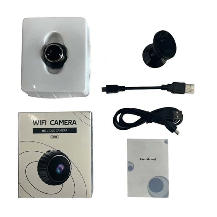 X10 HD Infrared Night Vision Camera with WiFi & Base - Sleek Surveillance Solution 7 Wireless Wifi Security Camera With Accessories Including Mounting Stand, Power Cable, And User Manual For Home Surveillance And Remote Monitoring.