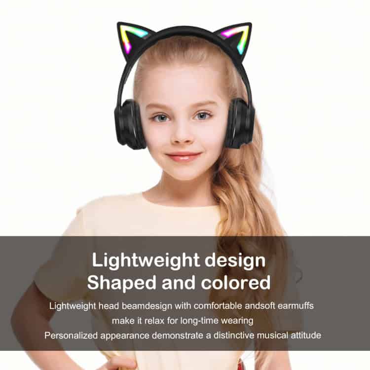 ONIKUMA B90 RGB Wireless Bluetooth Headphones - Brilliant Colors, Exceptional Sound 2 Cute Girl Wearing Stylish Cat Ear Headphones With Colorful Led Lighting, Perfect For Music Lovers And Kids.