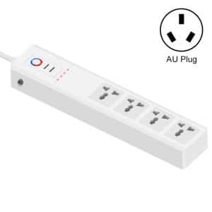 White power strip featuring five outlets and an AU plug design.