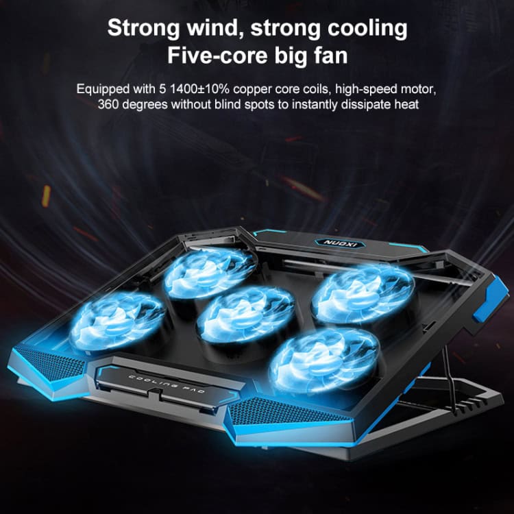 5-Fan USB Laptop Cooling Stand: Lifts & Folds for Enhanced Cooling – Stay Cool! 2 5-Fan Usb Laptop Cooling Stand: Lifts &Amp; Folds For Enhanced Cooling – Stay Cool! - Image 2