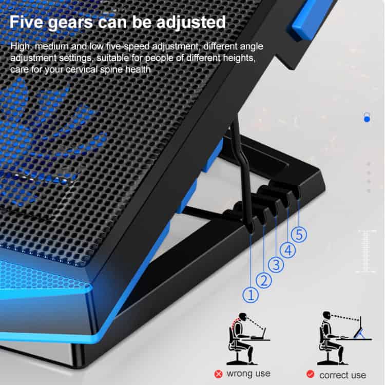 5-Fan USB Laptop Cooling Stand: Lifts & Folds for Enhanced Cooling – Stay Cool! 5 5-Fan Usb Laptop Cooling Stand: Lifts &Amp; Folds For Enhanced Cooling – Stay Cool! - Image 5