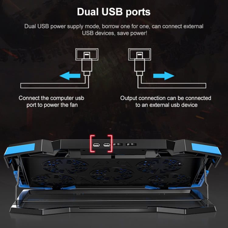 5-Fan USB Laptop Cooling Stand: Lifts & Folds for Enhanced Cooling – Stay Cool! 6 5-Fan Usb Laptop Cooling Stand: Lifts &Amp; Folds For Enhanced Cooling – Stay Cool! - Image 6