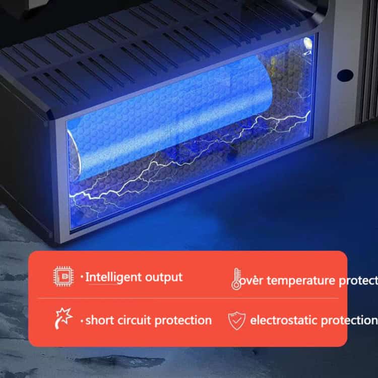 Adventure-Ready: Ultra Bright 8 LED Waterproof Camping Flashlight 6 Plc Lightning Device With Blue Electric Sparks Inside, Showcasing Advanced Electrical Protection Technology For Industrial Applications.