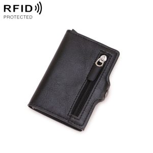 RFID Multi-card Leather Metal Card Holder - Sleek & Secure Storage Solution