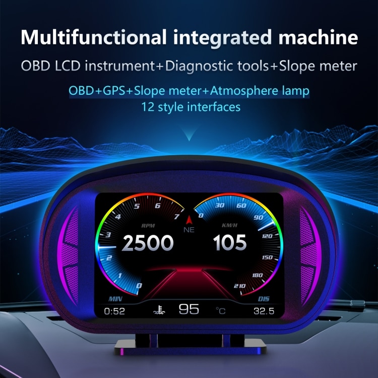 3" HD OBD LCD GPS Car Speed Slope Meter HUD Display - Multi-function 2 3&Quot; Hd Obd Lcd Gps Car Speed Slope Meter Hud Display - Multi-Function - Image 2