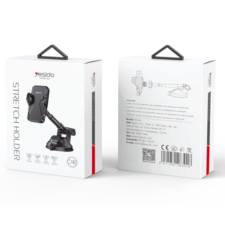 Yesido C40 Car Foldable 360° Auto Clip Phone Holder - Hands-Free Solution 3 Yesido C40 Car Foldable 360° Auto Clip Phone Holder - Hands-Free Solution - Image 3