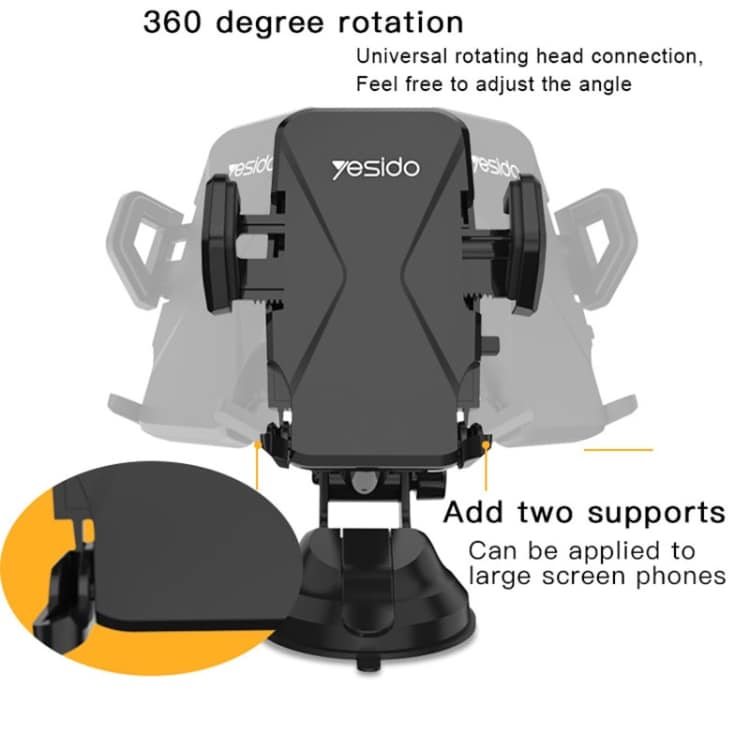 Yesido C40 Car Foldable 360° Auto Clip Phone Holder - Hands-Free Solution 5 Yesido C40 Car Foldable 360° Auto Clip Phone Holder - Hands-Free Solution - Image 5