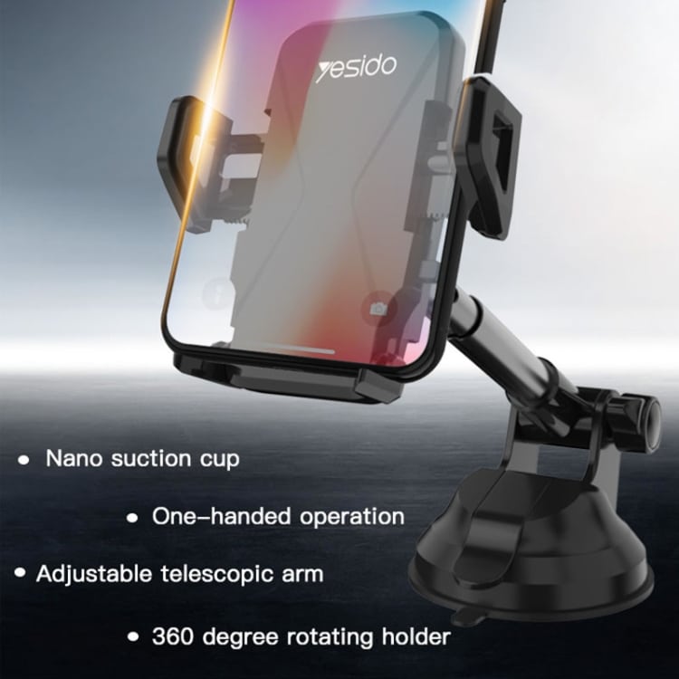 Yesido C40 Car Foldable 360° Auto Clip Phone Holder - Hands-Free Solution 6 Yesido C40 Car Foldable 360° Auto Clip Phone Holder - Hands-Free Solution - Image 6