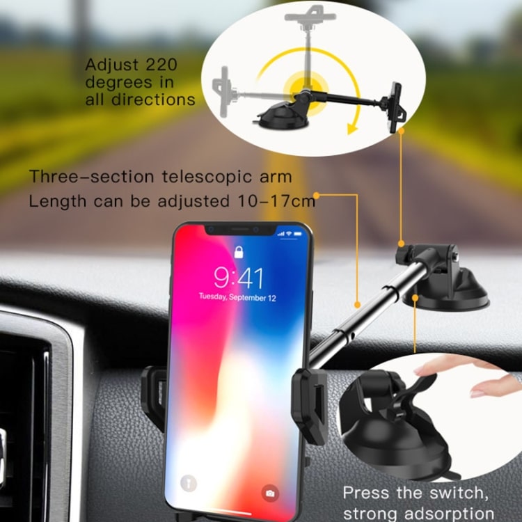 Yesido C40 Car Foldable 360° Auto Clip Phone Holder - Hands-Free Solution 8 Yesido C40 Car Foldable 360° Auto Clip Phone Holder - Hands-Free Solution - Image 8