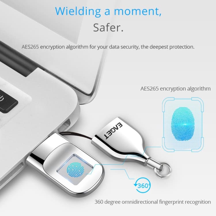 Secure Data Transfer: USB 2.0 Flash Drive with Fingerprint ID Protection 5 Fingerprint Scanner With Aes265 Encryption For Enhanced Data Security And 360-Degree Omnidirectional Recognition, Ideal For Secure Access Control And Digital Safety Solutions At Syndmart.