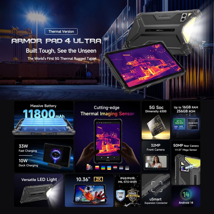 Ulefone Armor Pad 4: Ultra Thermal 10.36" Rugged Tablet, Android 14 5 Ulefone Armor Pad 4: Ultra Thermal 10.36&Quot; Rugged Tablet, Android 14 - Image 5