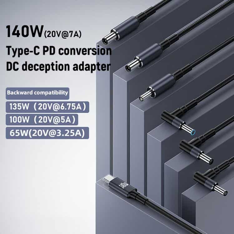 1.8m 140W Type-C to DC Laptop Charging Cable - Fast and Reliable Power Delivery 2 1.8M 140W Type-C To Dc Laptop Charging Cable - Fast And Reliable Power Delivery - Image 2