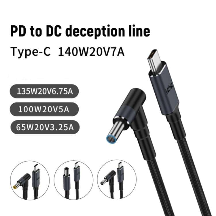 1.8m 140W Type-C to DC Laptop Charging Cable - Fast and Reliable Power Delivery 3 1.8M 140W Type-C To Dc Laptop Charging Cable - Fast And Reliable Power Delivery - Image 3
