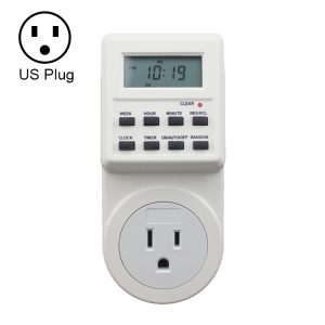 LCD Smart Plug-in Timer Switch Socket, 12/24H, Summer Time Function, US Plug