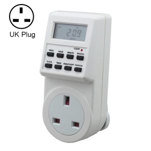 Smart Home UK Plug LCD Clock Timer Switch Socket, 12/24 Hours, Summer Time