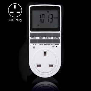 Smart Home Plug-in LCD Clock UK Plug, 12/24H Timer Switch Socket, Summer Time, AC 230V