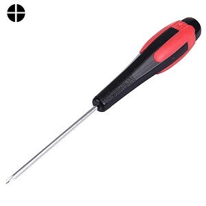 Screwdriver, black and red handle precision tool for electronics and repairs simple design for household and industrial use.