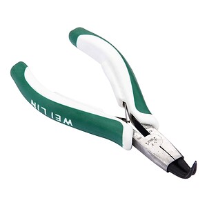 Ergonomic wire cutter pliers for electrical work, green and white handle design, high-quality metal cutting blades for precision and durability.