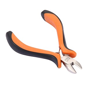 Anti-slip wire stripping pliers for electrical work, with ergonomic orange and black handles, ideal for precise wire cutting and stripping tasks.