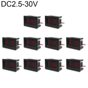 10-Pack 0.36in Digital Voltage Meter - High Precision 2.5-30V DC Display