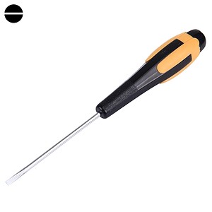 Screwdriver with yellow and black handle, professional hand tool for hardware repair and assembly, ideal for precision fastening tasks at syndmart.