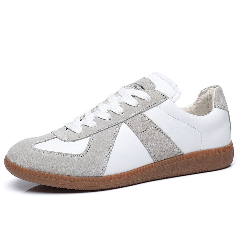 Urban Charm Retro White Sneakers - Japanese-Inspired, Unisex, All-Day Comfort 2 Light Gray And White Casual Sneaker With Comfortable Rubber Sole, Stylish Design, Perfect For Everyday Wear And Active Lifestyles.