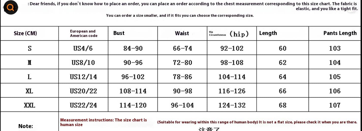 Chic V-neck Top & Wide Leg Trousers Set with Bow Detail - Elegant Fashion Combo 7 Clothing Size Chart Displaying Measurements For Bust, Waist, Hip Circumference, Length, And Pants Length.
