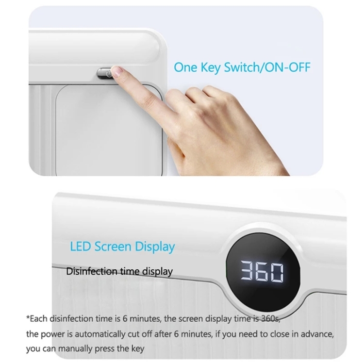 YJK086 UV Toothbrush Sterilizer - Sanitize for a Healthy Smile 3 Control Panel Of A Disinfection Device Showing A One Key Switch And Led Screen Display.