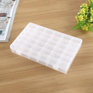 36-Slot Large Plastic Jewelry Storage Box with Removable Grid Dividers