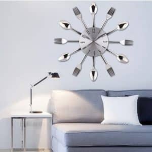 Stainless Steel Knife & Fork Quartz Wall Clock - Creative Design for Kitchen & Living Room