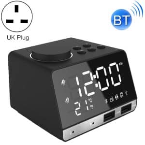 Wireless Bluetooth Alarm Clock Speaker with Radio & Dual USB Ports, UK Plug