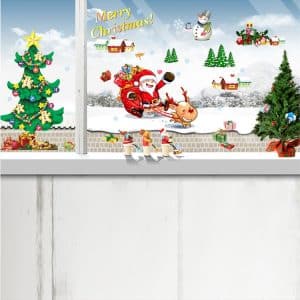 Santa Sleigh Christmas Wall Sticker - Festive Window & Door Decoration