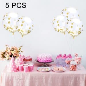 12" Transparent Gold Sequins Confetti Balloons, 5 PCS - Party & Wedding Decor