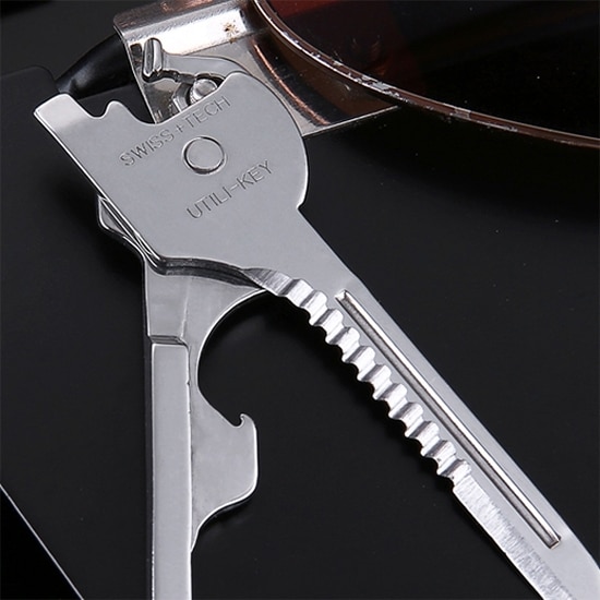 SWISS+TECH 6-in-1 Stainless Steel Outdoor Key Chain Tool - Mini Foldable Key Ring 4 Swiss+Tech 6-In-1 Stainless Steel Outdoor Key Chain Tool - Mini Foldable Key Ring - Image 4