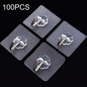 100 PCS Transparent Non-marking Glue Hook for Kitchen & Bathroom