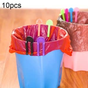 10pcs Non-slip Trash Bag Clips for Waste Basket & Garbage Can, Random Color