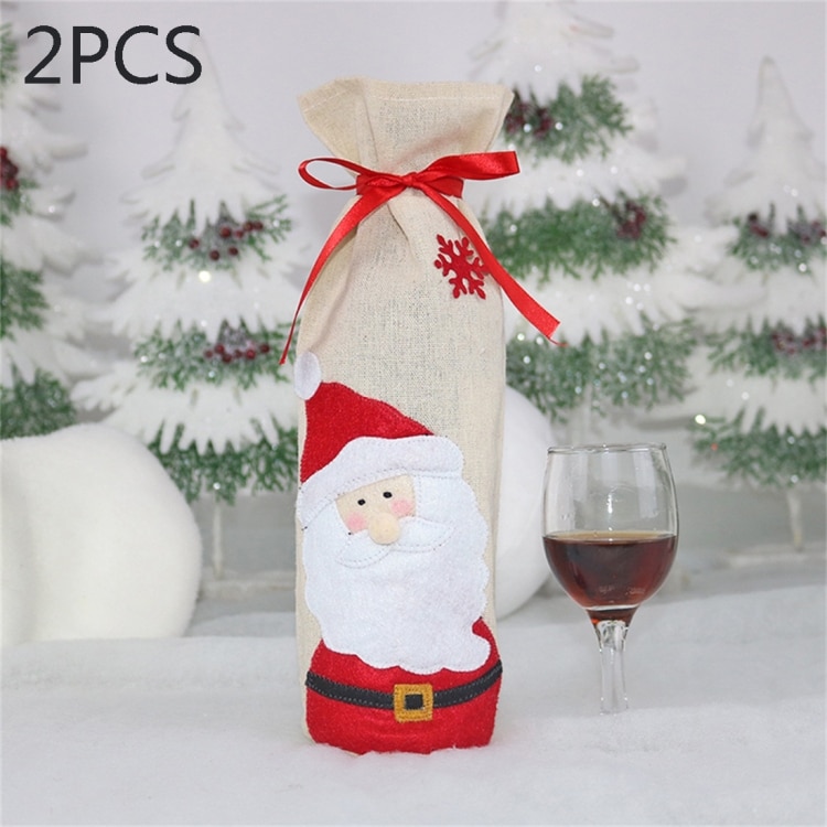 2 PCS Snowman Wine Bottle Bag - Festive Christmas Decoration 1 2 Pcs Snowman Wine Bottle Bag - Festive Christmas Decoration