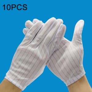 10-Pair Anti-Static Stripe Plastic Gloves, Free Size: Electrostatic Protection