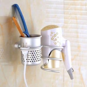 Hair Dryer Holder Wall Mount Organizer - Space-Saving Bathroom Rack & Hook