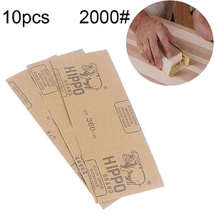 Unbleached kraft paper sandpaper sheets, ideal for woodworking and crafting projects, with 10 pieces per pack from the Hippo Brand, 36 grit, designed for durable surface finishing and smoothing.