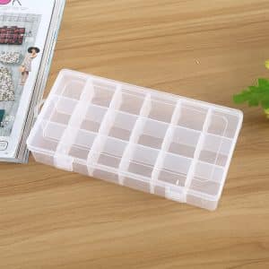 18-Slot Plastic Jewelry & Small Accessories Organizer Box • Storage Solution