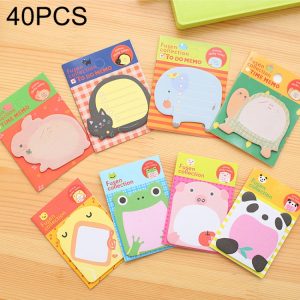 40-Piece Cartoon Animal Sticky Notes Set for School & Office - Fun & Functional!
