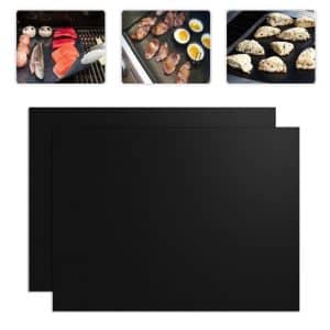 2 Pcs Non-Stick BBQ Grill Mats, 0.2mm Thick, 40x33CM - Perfect for Grilling!