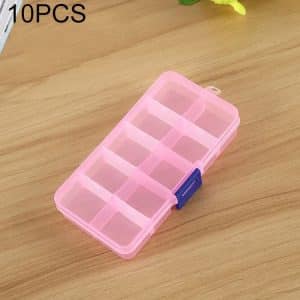 10 PCS Small Grid Plastic Jewelry Organizer Box, 10 Slots - Earrings, Hooks