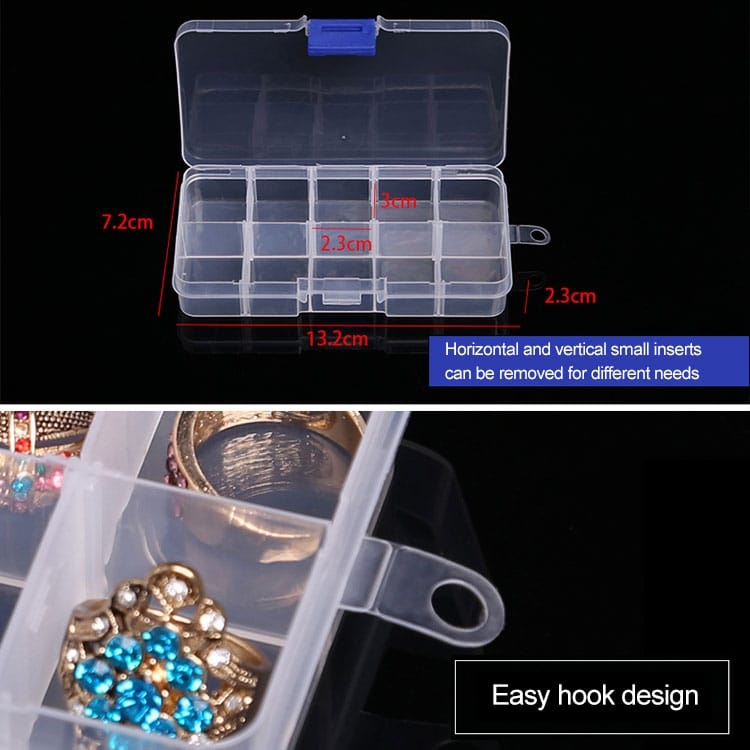 10 PCS Small Grid Plastic Jewelry Organizer Box, 10 Slots - Earrings, Hooks 7 10 Pcs Small Grid Plastic Jewelry Organizer Box, 10 Slots - Earrings, Hooks - Image 7