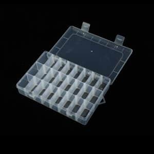 Grid Organizer Box for Jewelry - 24 Slots, Removable Dividers, Plastic Storage