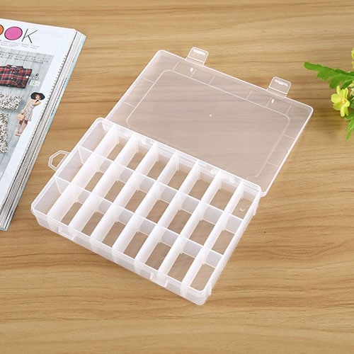 Grid Organizer Box for Jewelry - 24 Slots, Removable Dividers, Plastic Storage 2 Grid Organizer Box For Jewelry - 24 Slots, Removable Dividers, Plastic Storage - Image 2