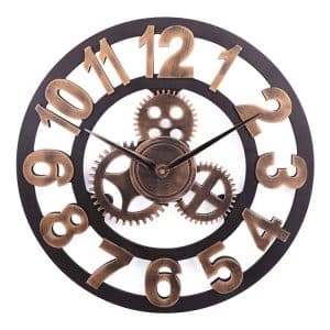 Vintage 70cm Round Gear Wall Clock with Arabic Numbers