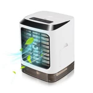 Mini Desktop Cooling Fan with Humidifier & Air Conditioning for Moisturizing Spray.