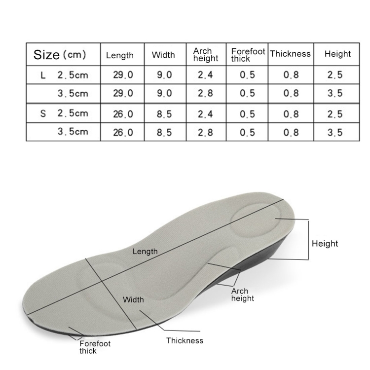 Breathable 2.5cm PU Sport Insoles - L Size for Height Increase • Comfy Support 6 Breathable 2.5Cm Pu Sport Insoles - L Size For Height Increase • Comfy Support - Image 6